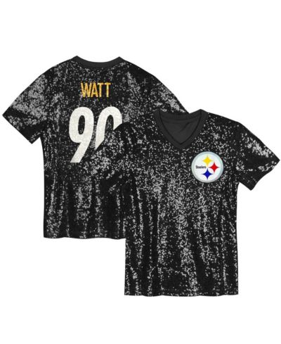 Джерси Outerstuff Women's T.J. Watt Black Pittsburgh Steelers V-Neck