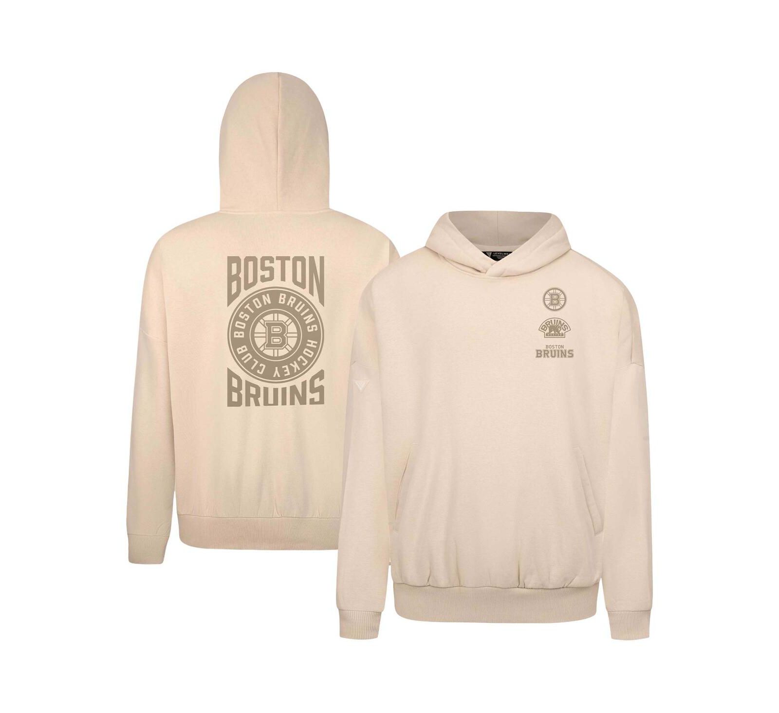 Levelwear Men's Cream Boston Bruins Contact Stamp Pullover Hoodie
