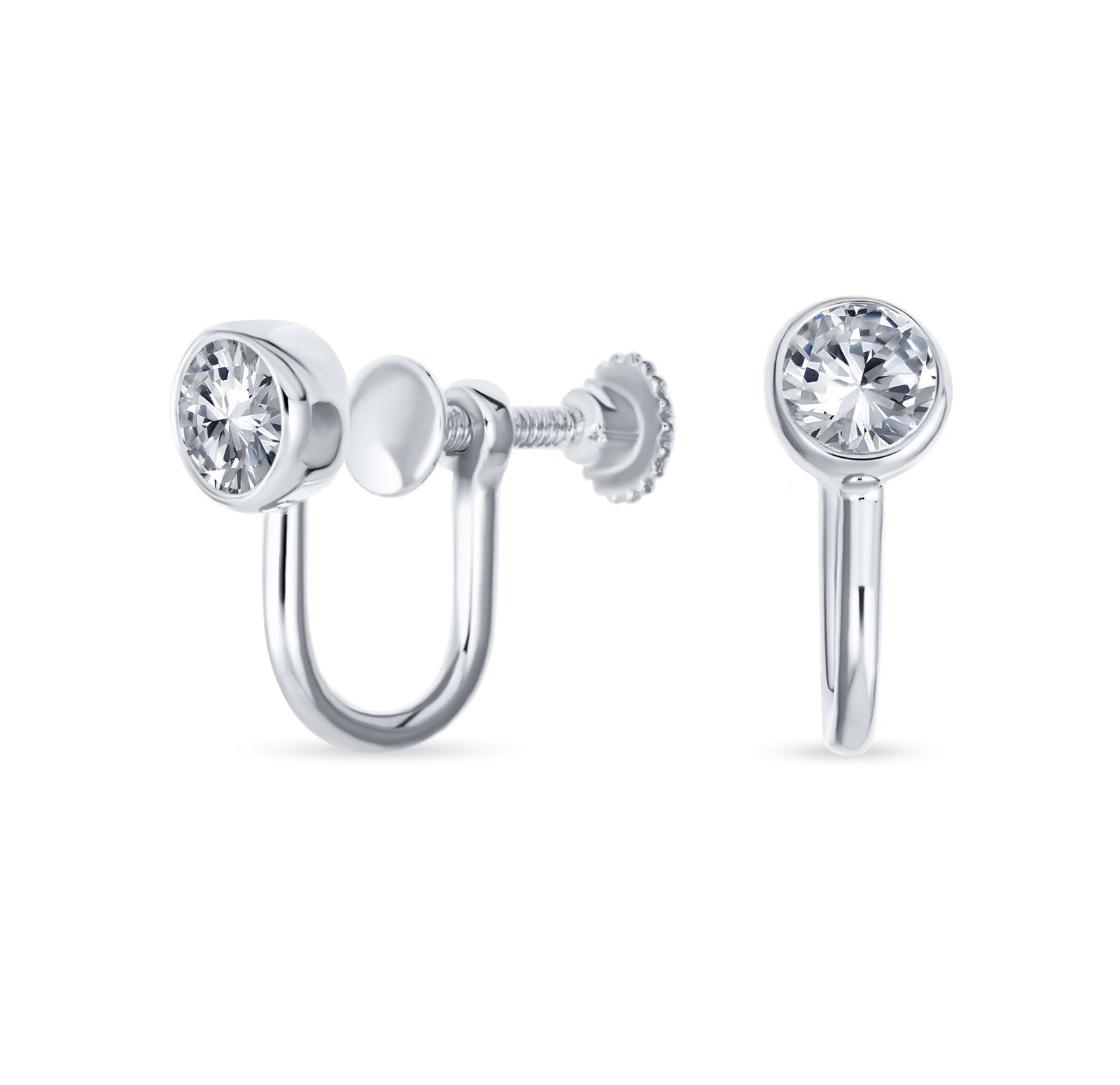 Bling Jewelry серьги Bling Jewelry Minimalist 5MM CZ Solitaire Clip-On Stud Gold Plated.925 Sterling Silver