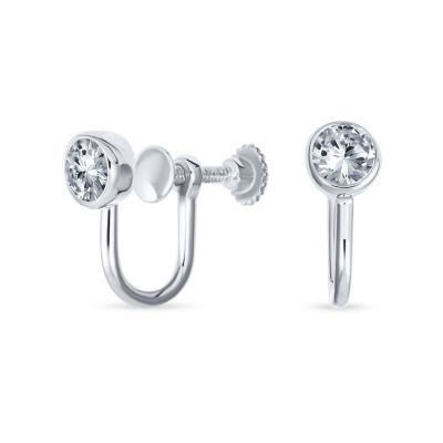 Bling Jewelry серьги Bling Jewelry Minimalist 5MM CZ Solitaire Clip-On Stud Gold Plated.925 Sterling Silver