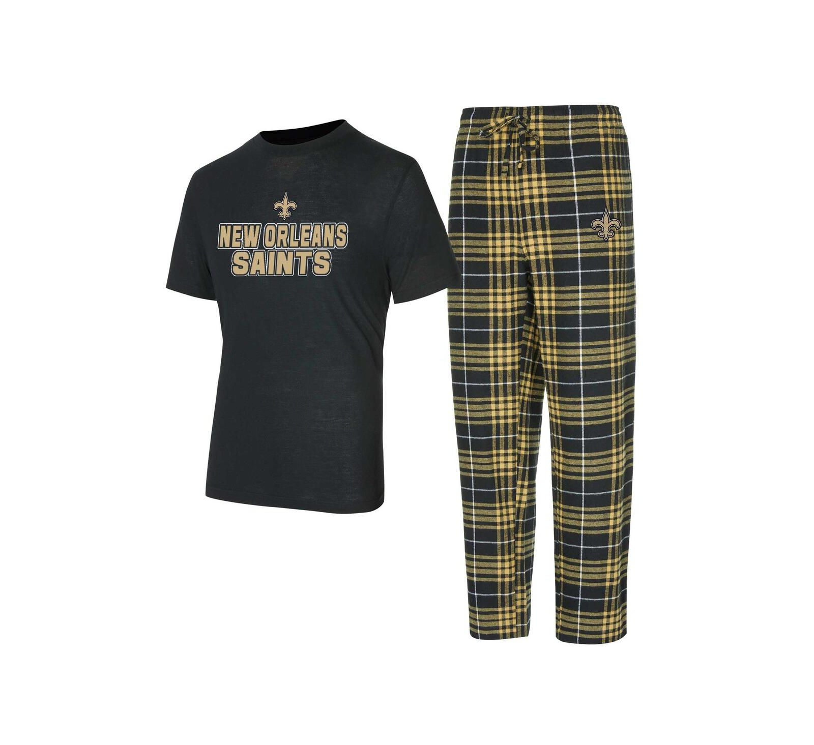 Concepts Sport Men's Black/ New Orleans Saints Vector T-Shirt Flannel Pants Sleep Set