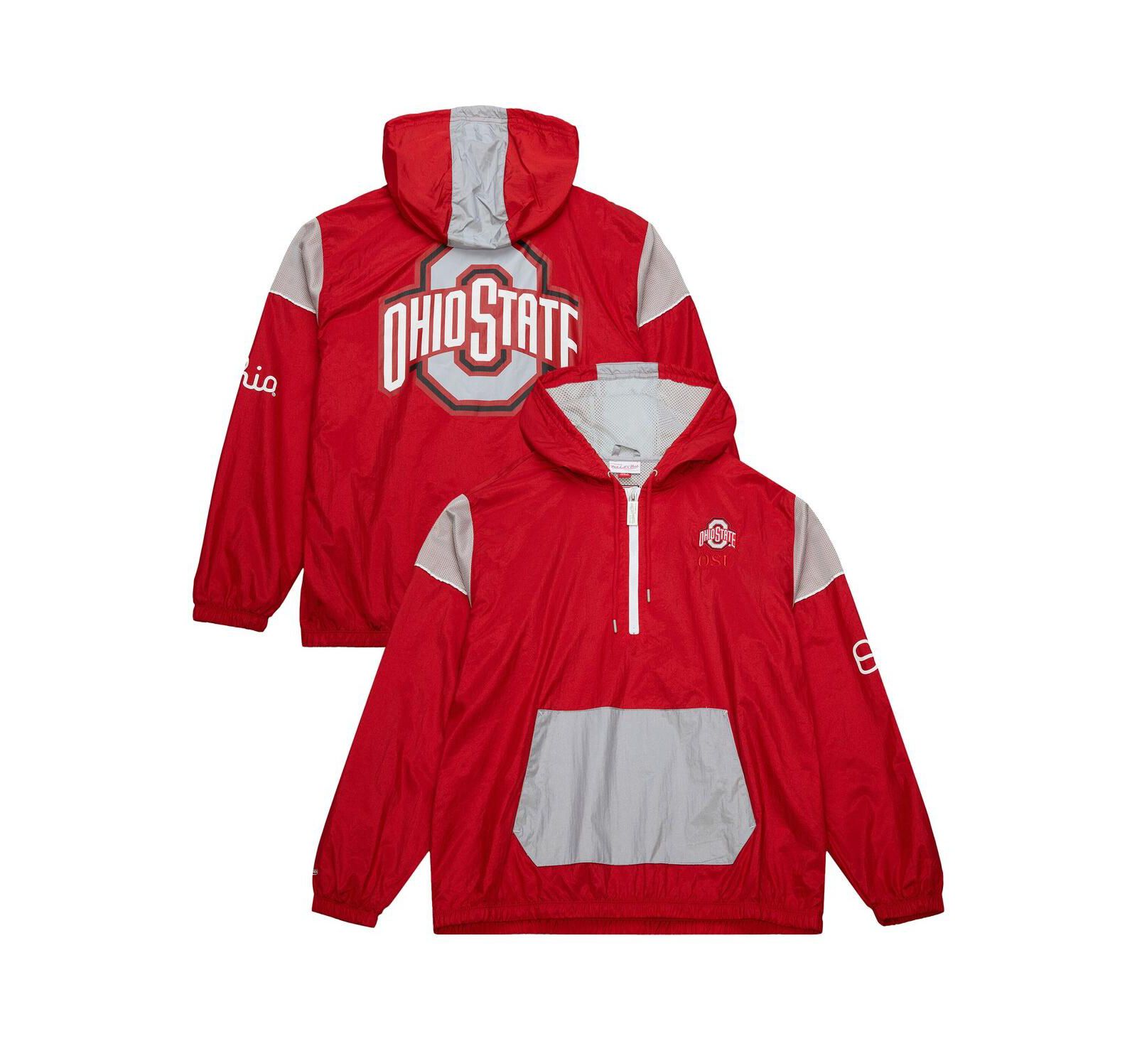 Мужское анорак-худи Mitchell & Ness Scarlet Ohio State Buckeyes 3.0 с полумолнией