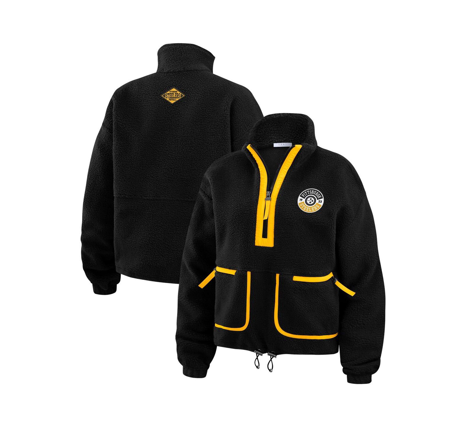 Женская флисовая куртка WEAR by Erin Andrews Black Pittsburgh Steelers Half-Zip