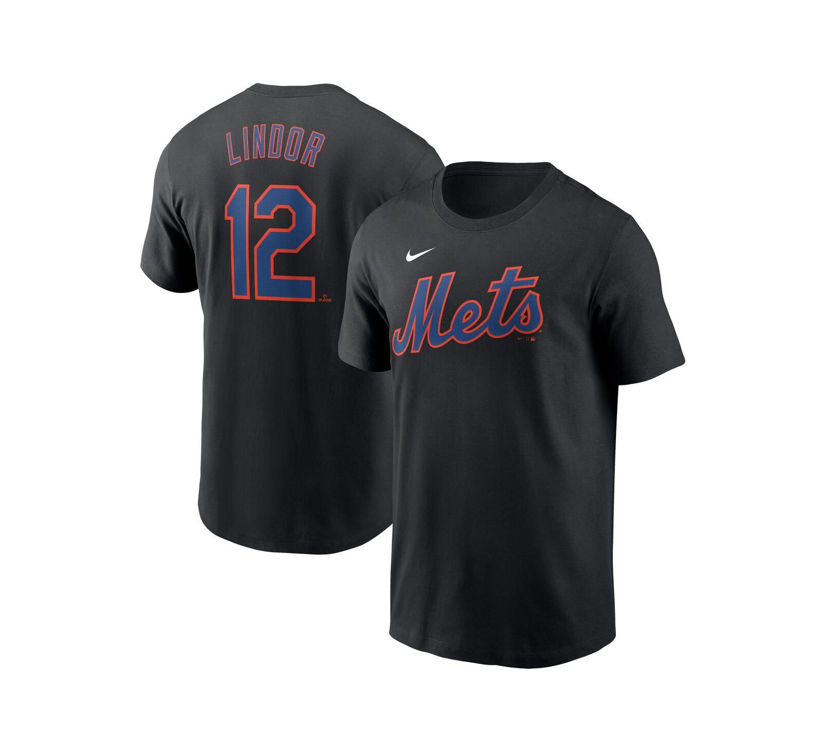 Мужская футболка Nike Francisco Lindor Black New York Mets Fuse Name & Number