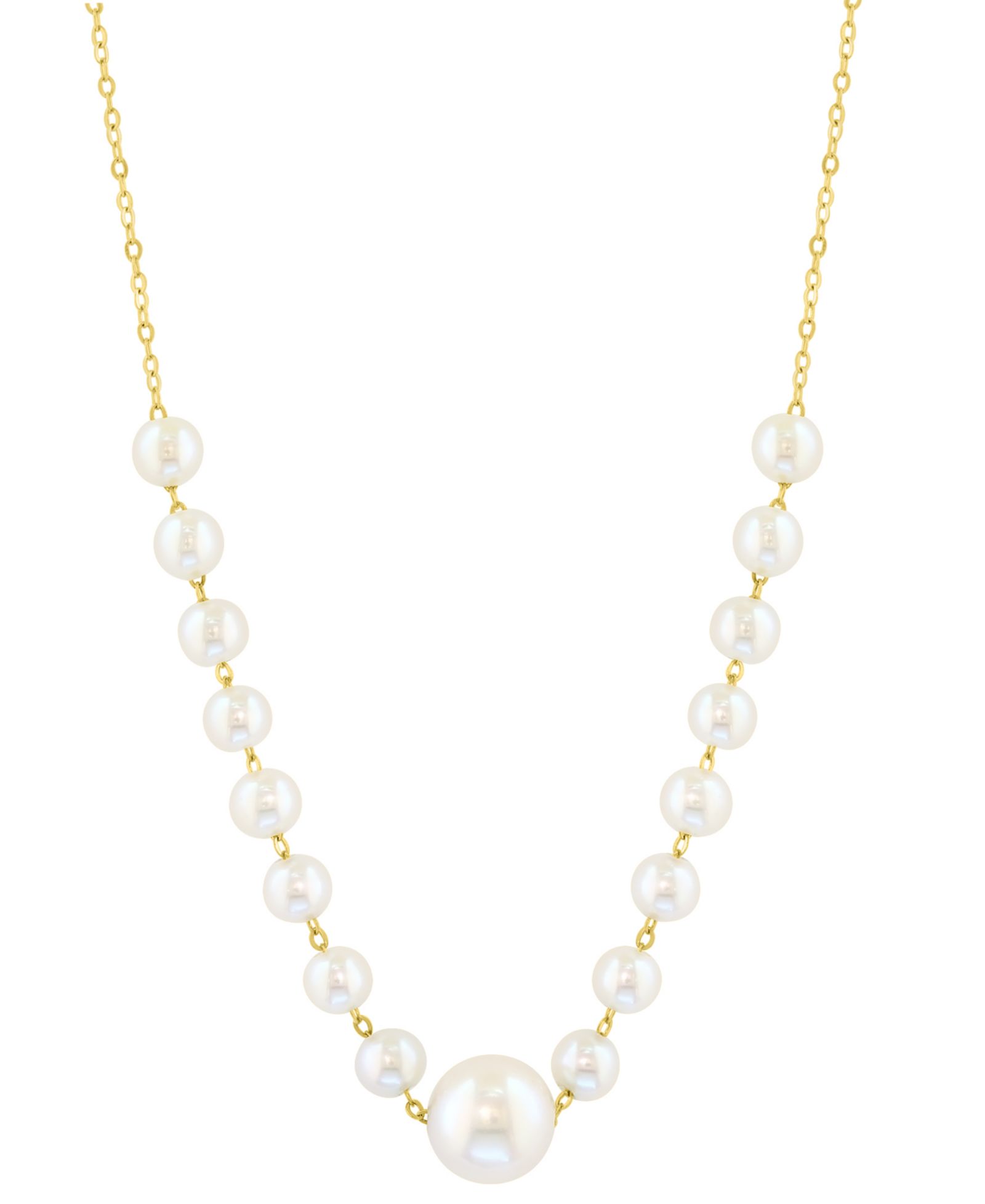 EFFY® Cultured Freshwater Pearl (3-1/2 & 6-1/2mm) Collar Necklace in 14k Gold, 18" + 2-1/5" extender