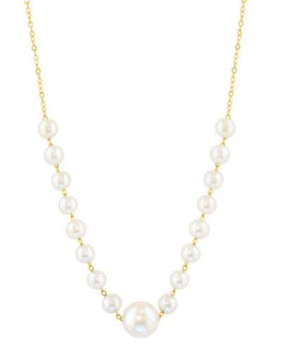 EFFY® Cultured Freshwater Pearl (3-1/2 & 6-1/2mm) Collar Necklace in 14k Gold, 18" + 2-1/5" extender