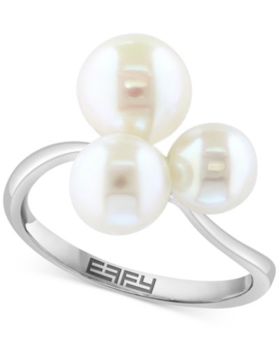 Кольцо EFFY® Cultured Freshwater Pearl (6, 7, 8mm) Trio из стерлингового серебра