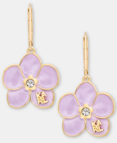 Серьги-подвески KARL LAGERFELD PARIS Gold-Tone Enamel Flower Logo