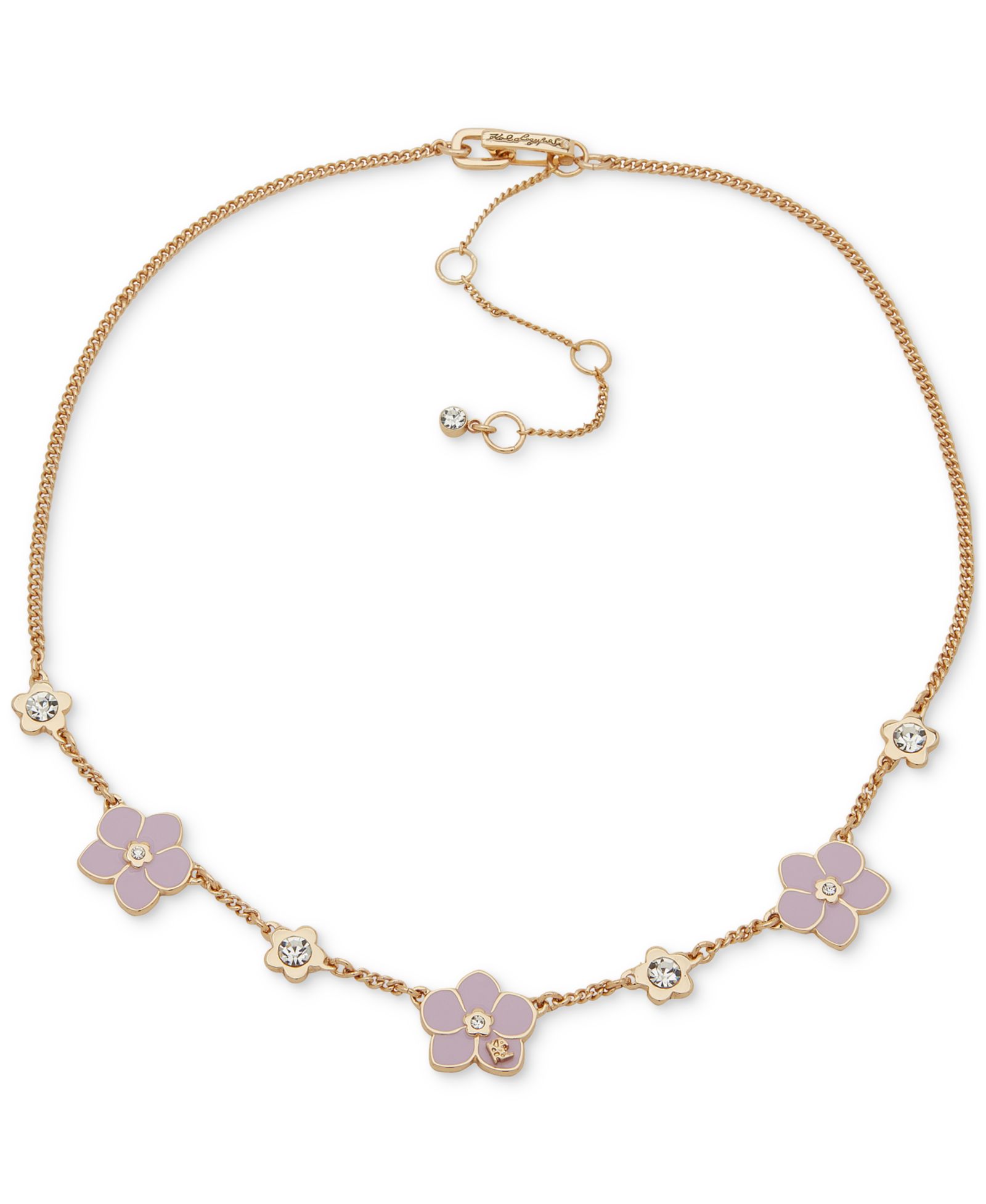 KARL LAGERFELD PARIS Gold-Tone Crystal & Color Flower Statement Necklace, 16" + 3" extender