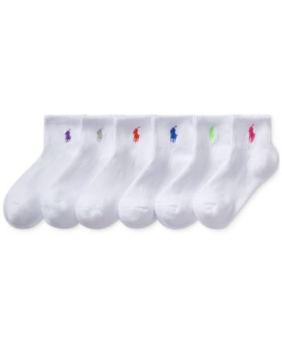 Polo Ralph Lauren Girls' 4-11 Sport Quarter Socks, 6-Pack