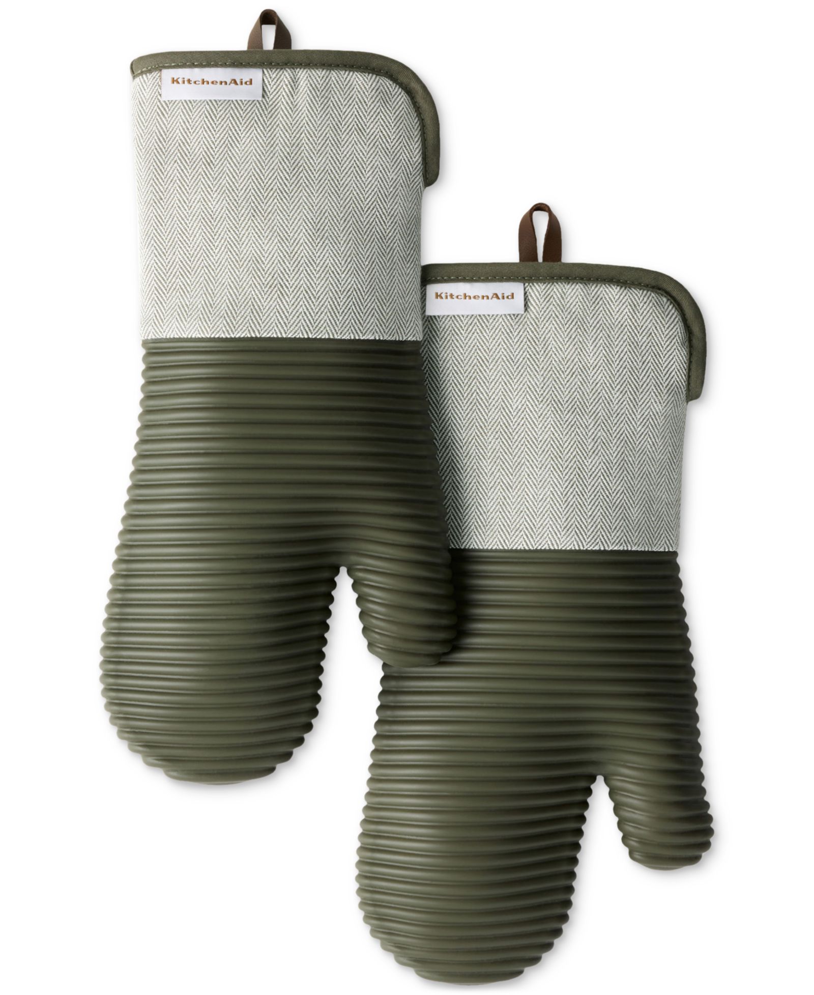 KitchenAid Design Series Herringbone Ribbed Soft Silicone 2-Pc. Oven Mitt Set