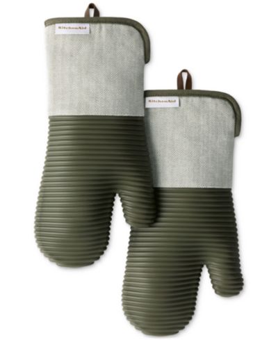 KitchenAid Design Series Herringbone Ribbed Soft Silicone 2-Pc. Oven Mitt Set