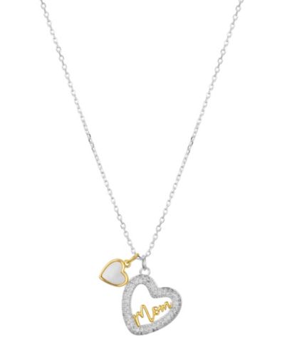 Unwritten Cubic Zirconia and Mother of Pearl Mom Open Heart Necklace