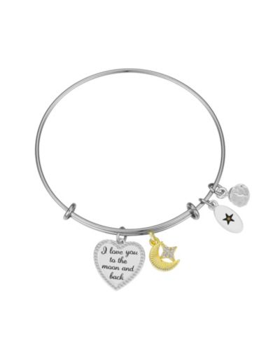 Браслет Unwritten "I Love You To The Moon and Back" Heart Charm Bangle