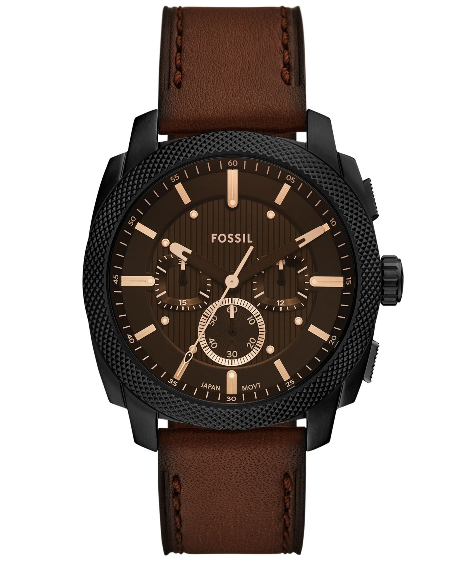 Fossil Мужские часы Machine Chronograph Black Stainless-Steel, 44mm