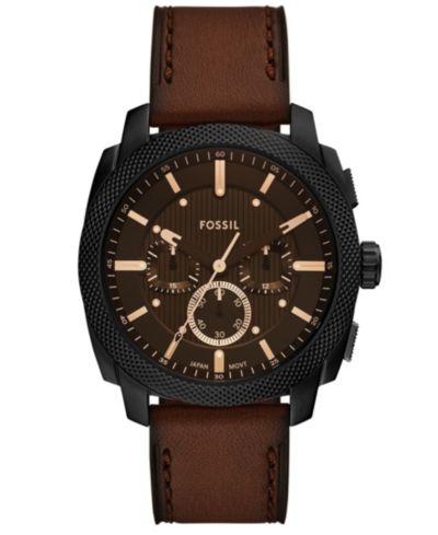 Fossil Мужские часы Machine Chronograph Black Stainless-Steel, 44mm