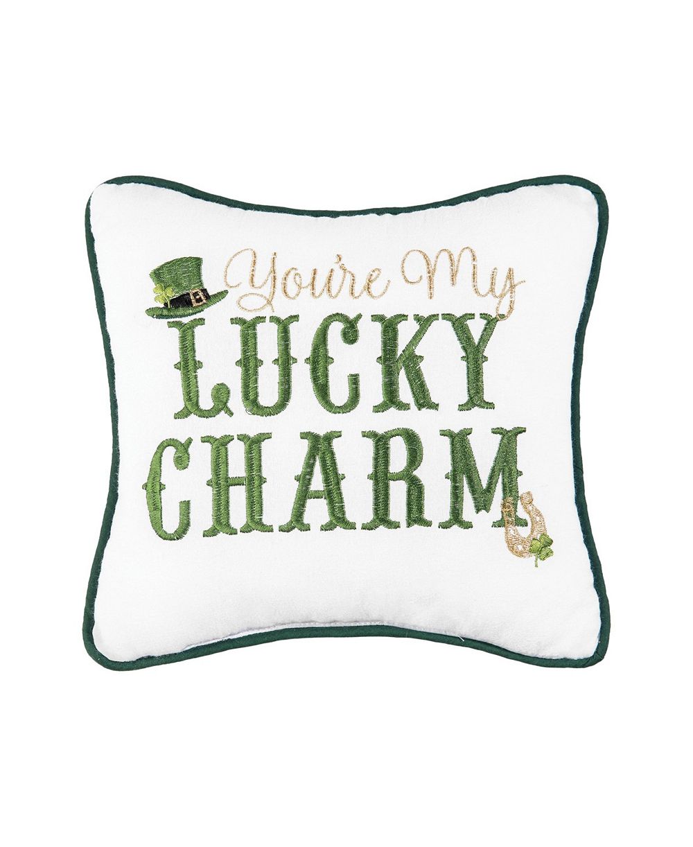 St. Patrick's Day "You're My Lucky Charm" Embroidered Mini Accent Pillow, 10" x 10"