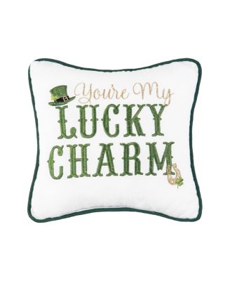 St. Patrick's Day "You're My Lucky Charm" Embroidered Mini Accent Pillow, 10" x 10"