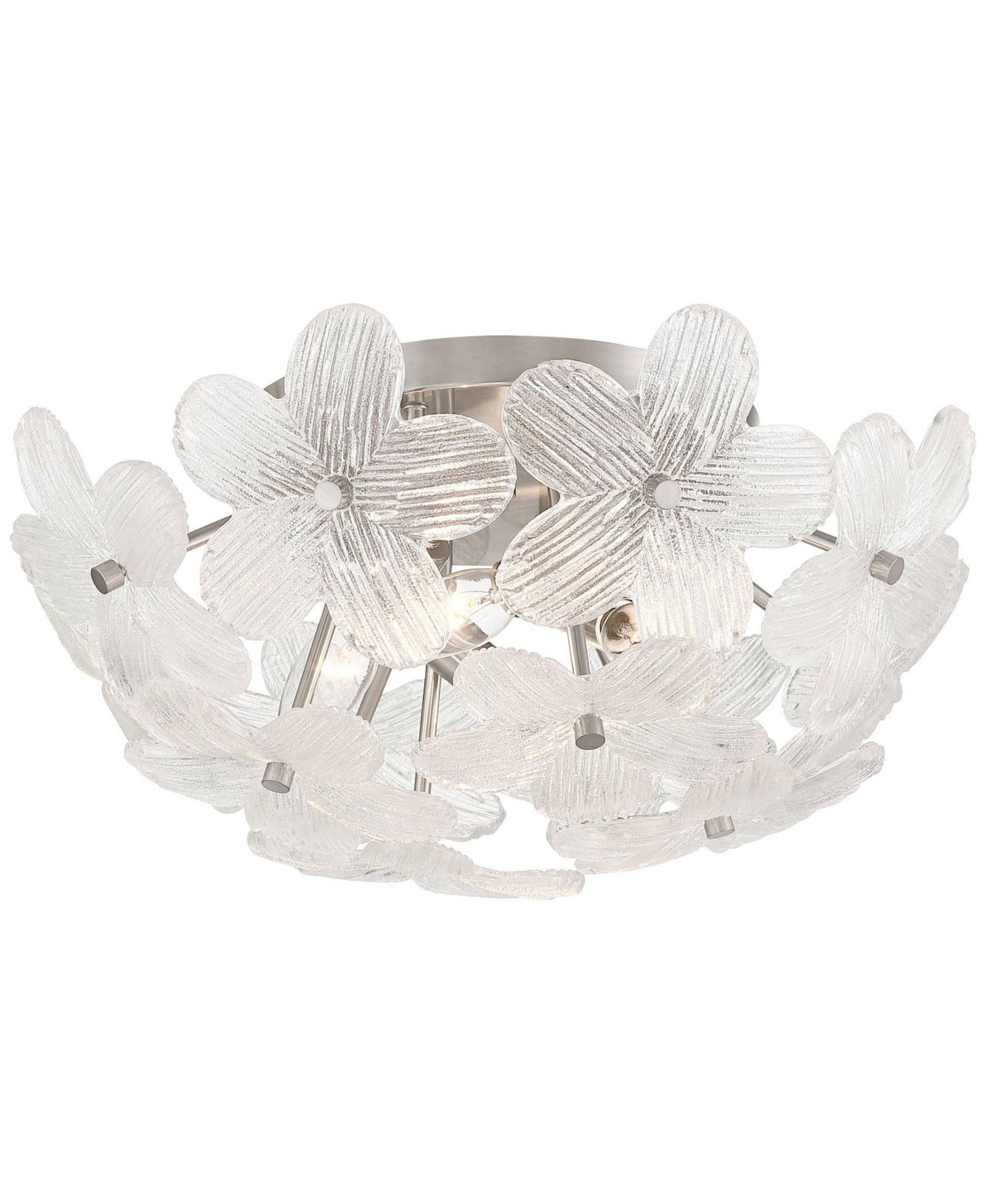 Possini Euro Design Filoli 16" Modern Semi Flush-Mount Ceiling Light Fixture Kitchen Foyer Flower Silver Brushed Nickel Finish