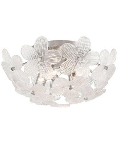 Possini Euro Design Filoli 16" Modern Semi Flush-Mount Ceiling Light Fixture Kitchen Foyer Flower Silver Brushed Nickel Finish