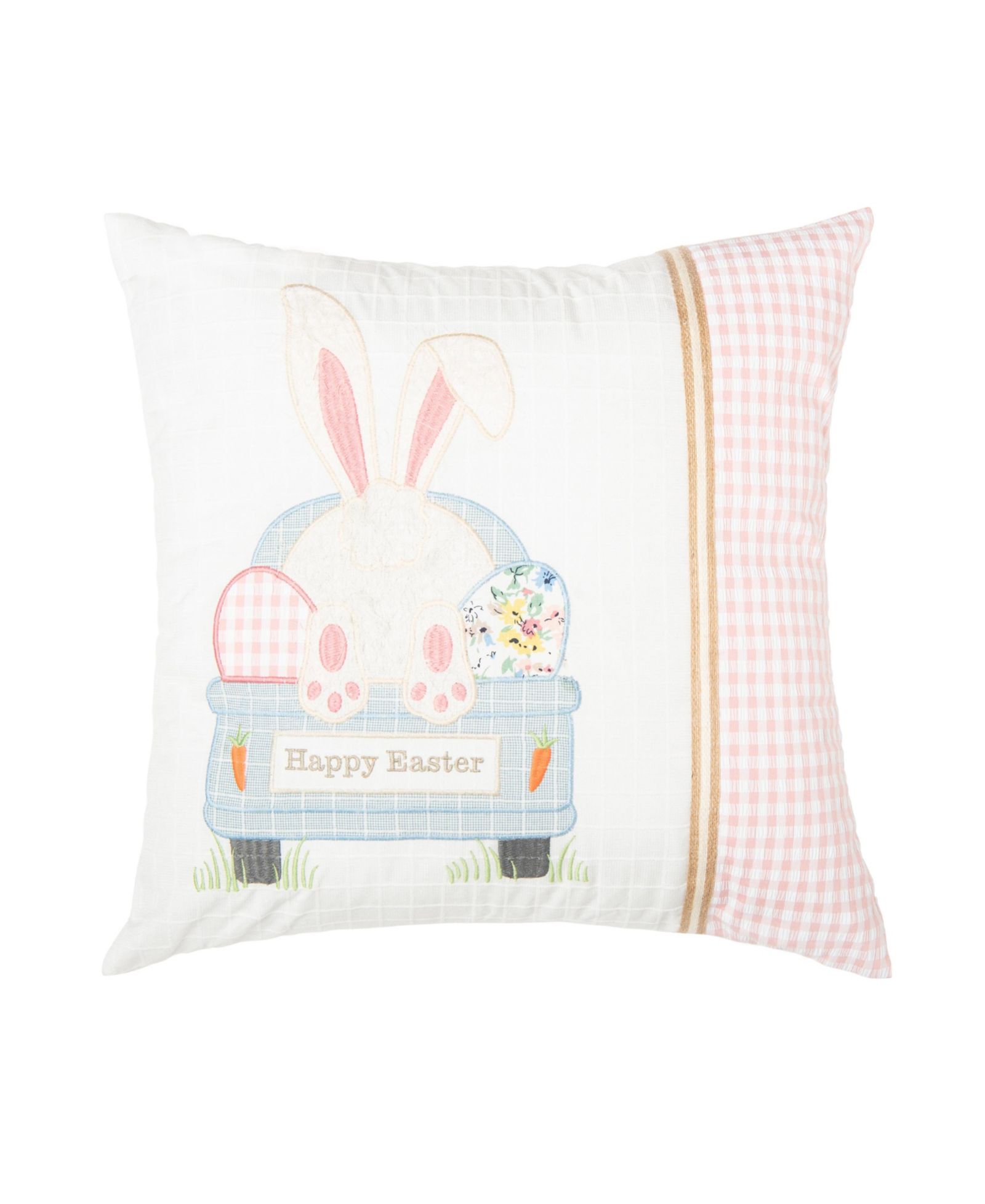 Декоративная наволочка с вышивкой в весенней тематике Happy Easter, 18" x 18"