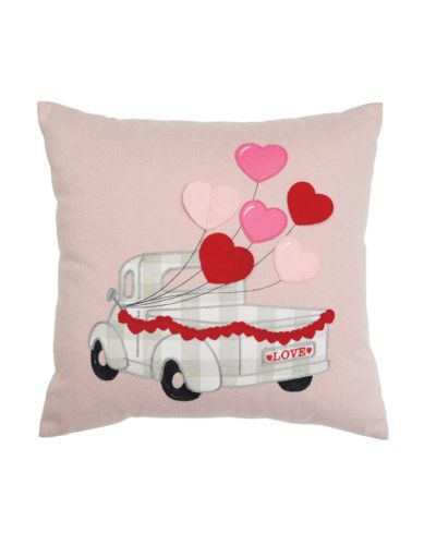 Декоративная подушка C&F Home Heart Balloons Love Truck с вышивкой на День святого Валентина