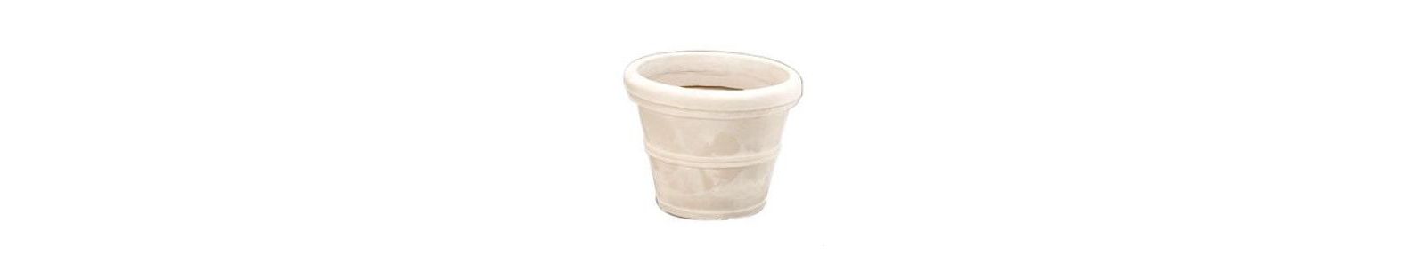Round Planter with Weathered Stone Finish in Durable Poly Resin