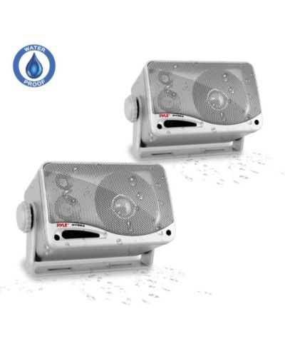 Pyle 3.5" 200 Watt 3-Way Weatherproof Mini Box Speaker System, Silver