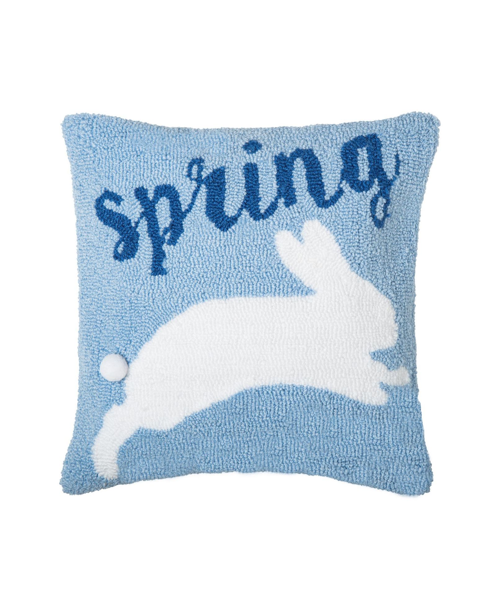 Jumping Easter Bunny "Spring" Hooked Accent Throw Pillow, 16" x 16"