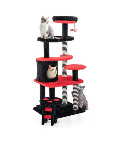 Кошачий домик Gymax Gothic Cat Tree с лежаком и когтеточкой
