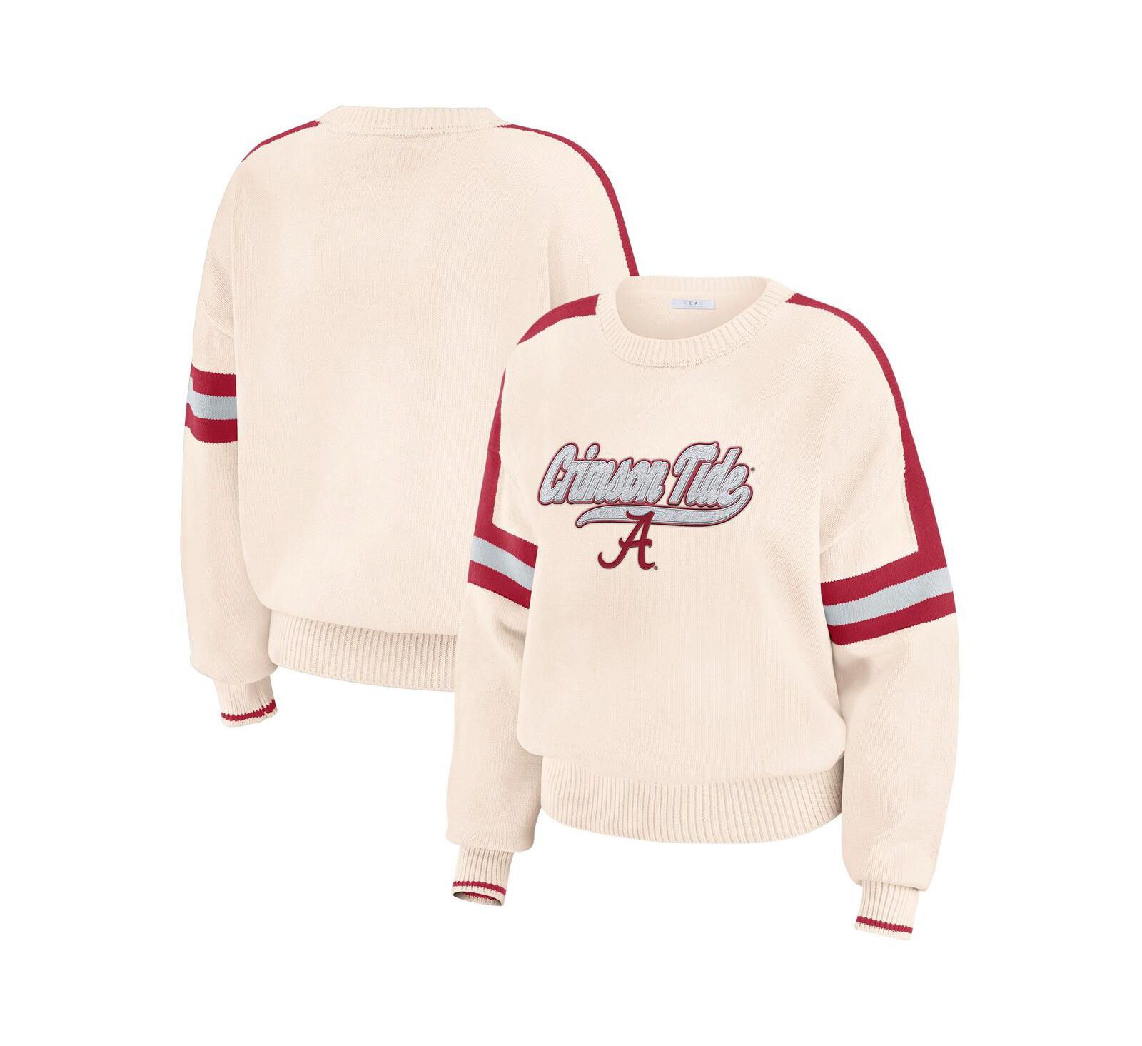 Женский свитер WEAR by Erin Andrews Cream Alabama Crimson Tide с нашивкой