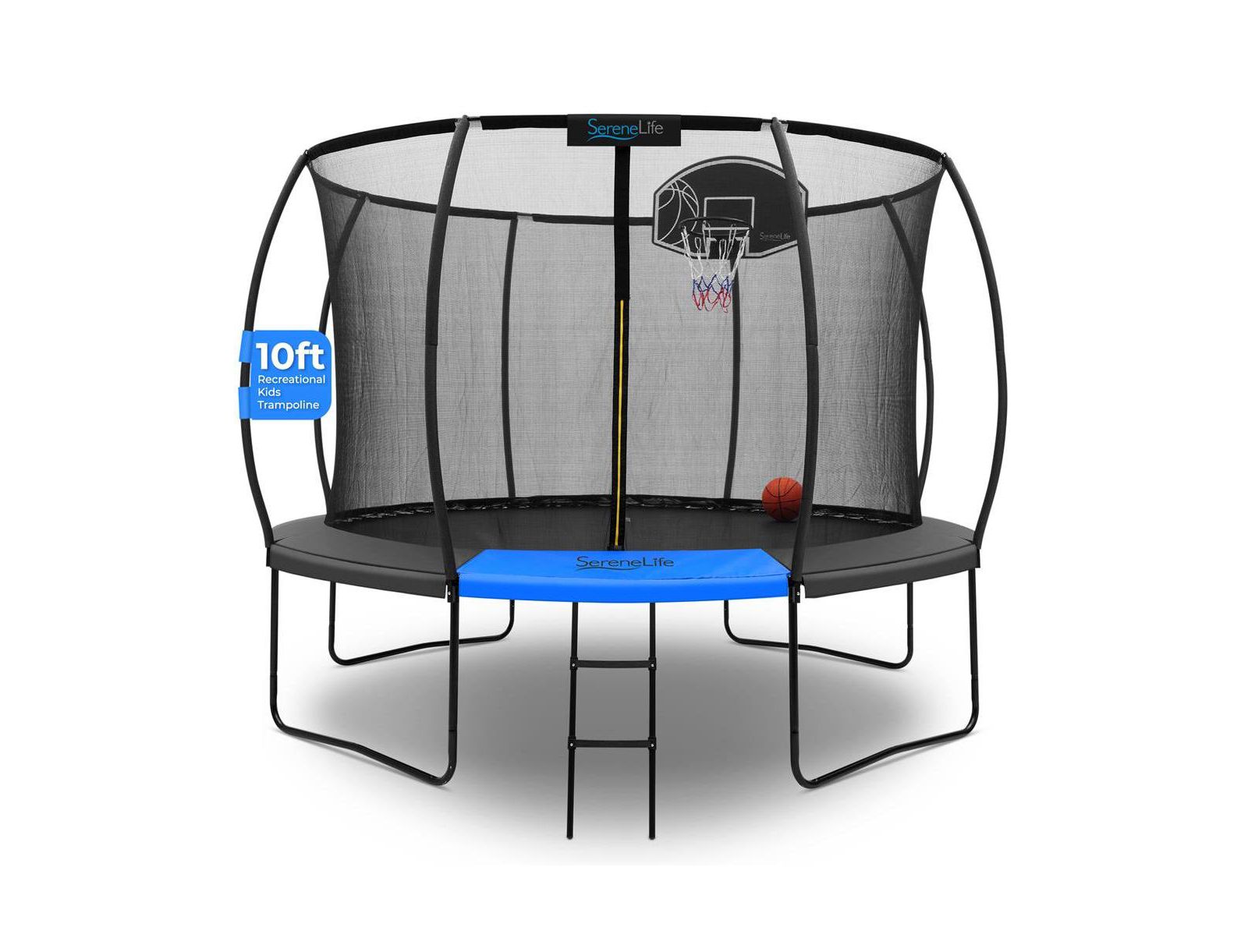 Детский батут SereneLife 10ft Pumpkin с сеткой и кольцом для баскетбола