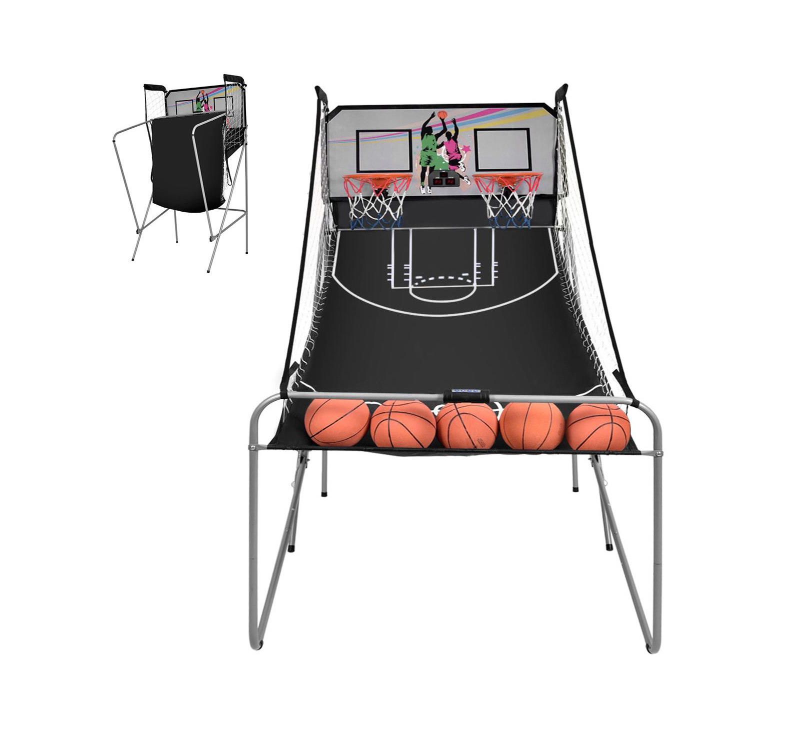 Foldable Double Electronic Basketball Game with 4 Balls Indoor