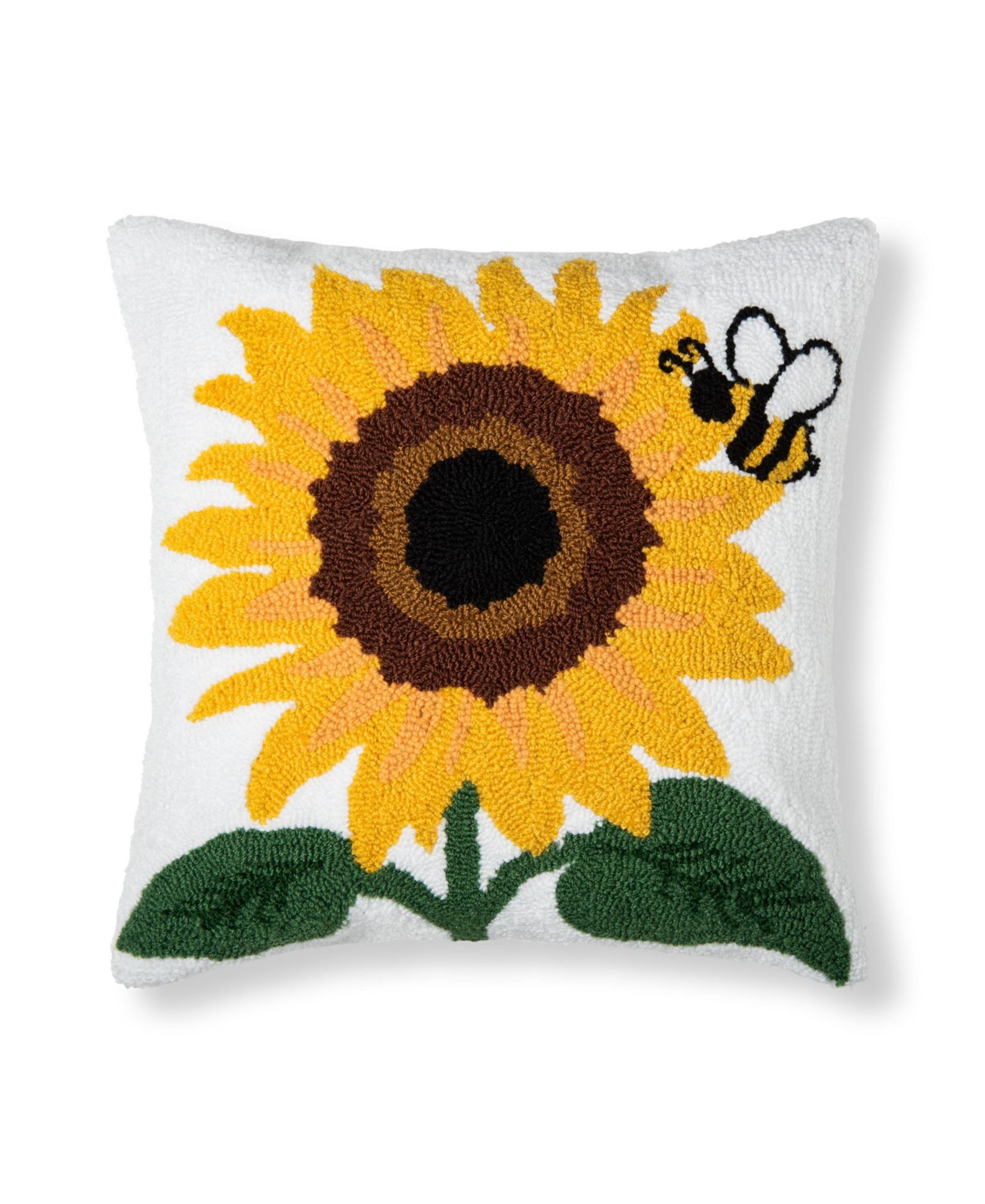 C&F Home Sunflower & Bee Hooked Accent Pillow, 18" x 18"