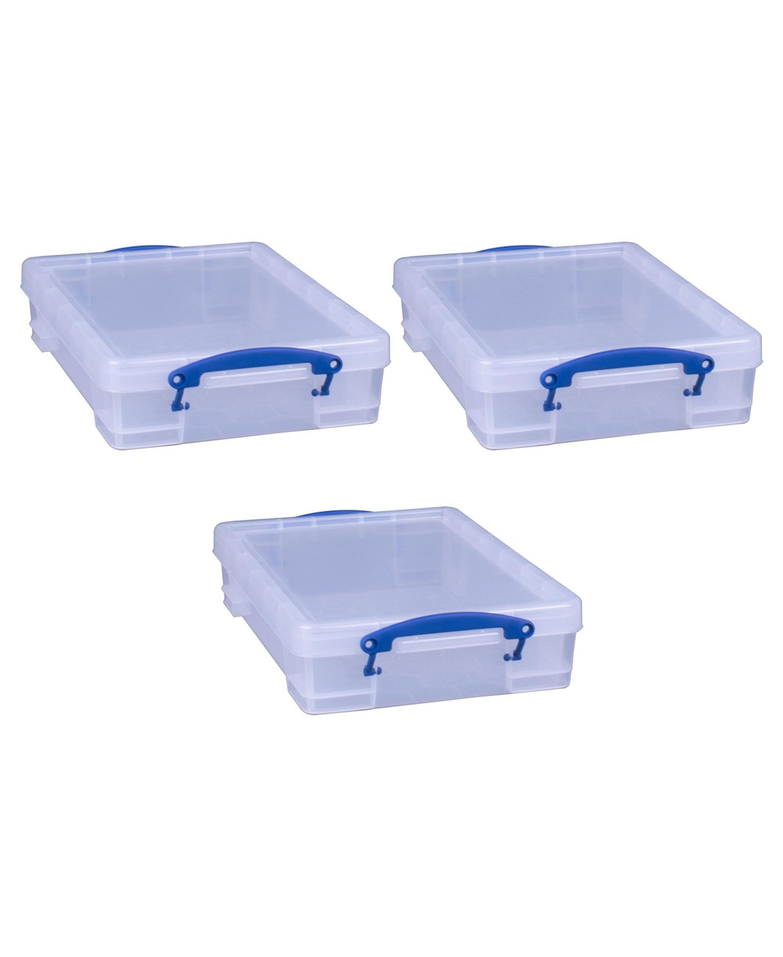 Really Useful Box 4L Storage Container with Lid and Clip Lock Handles, (3 Pack)