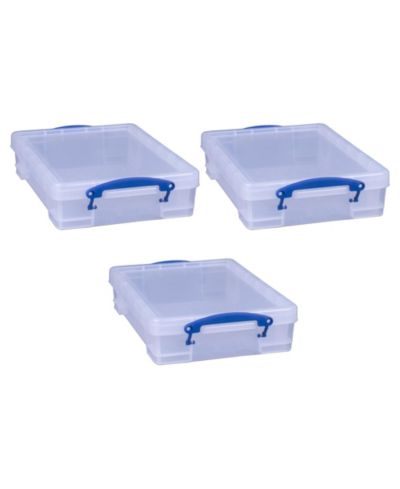Really Useful Box 4L Storage Container with Lid and Clip Lock Handles, (3 Pack)