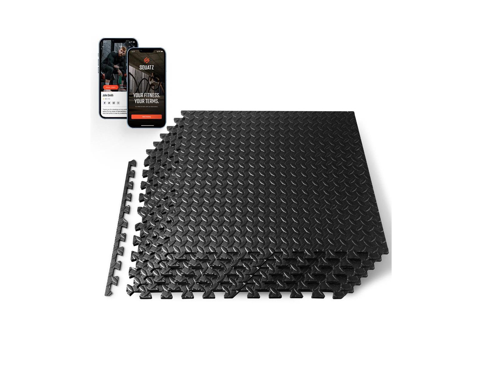 SQUATZ 6-Piece Puzzle Exercise Mat, EVA Foam Tiles, Black