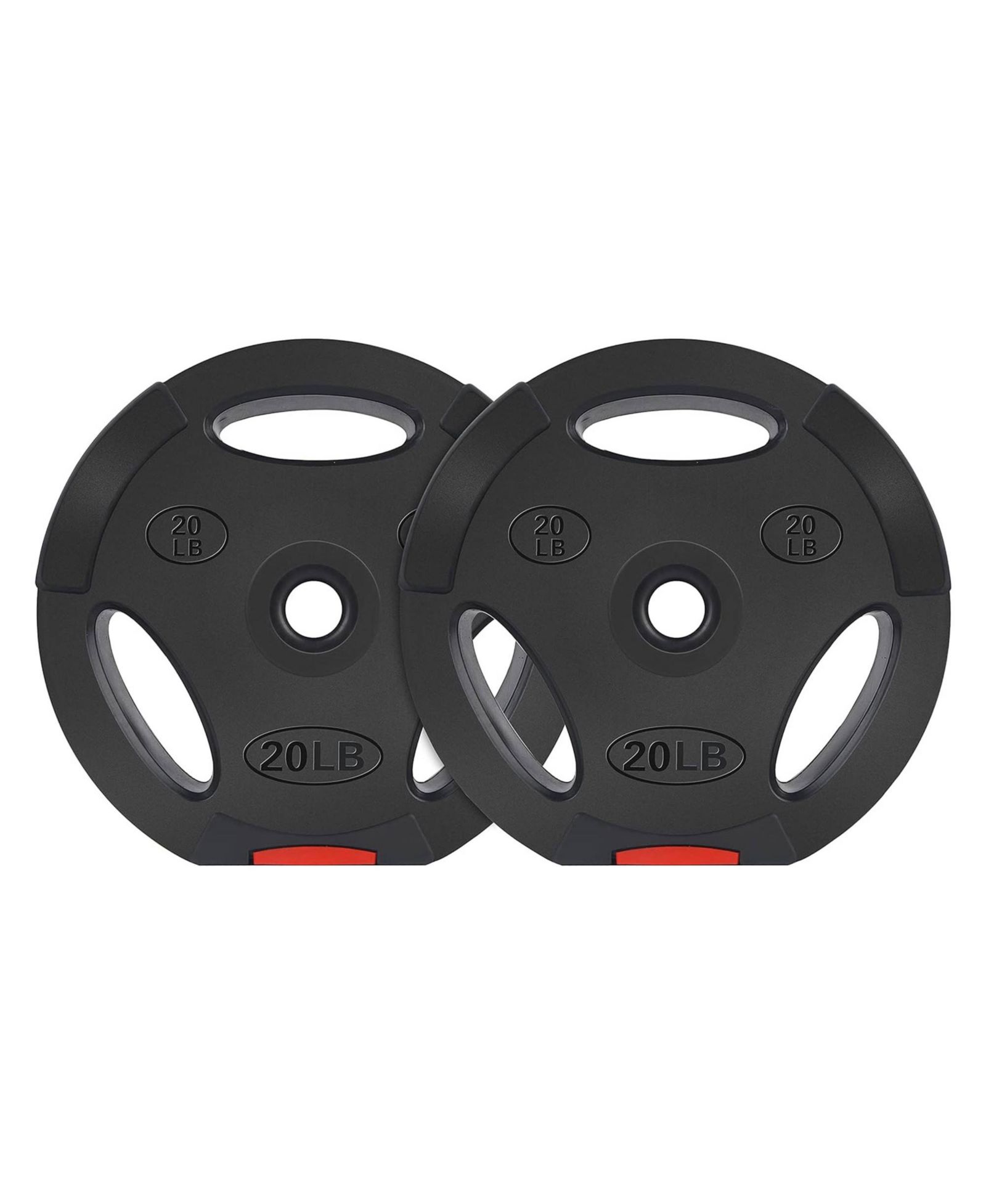 Signature Fitness Standard 20 Pound Coded Olympic Weight Plate, Black (Set of 2)