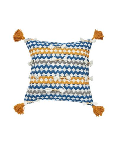 Jensen Ochre Woven Tasseled Accent Throw Pillow, 22" x 22"
