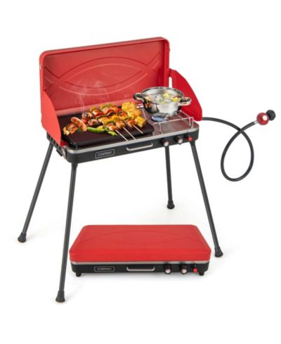 Газовый гриль Costway 2-in-1 Propane 2 Burner Camping Portable с съемной ножкой