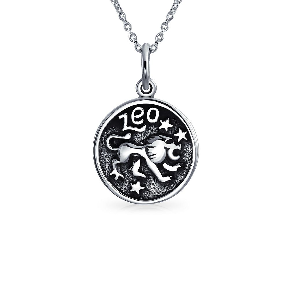 Подвеска Bling Jewelry Round Medallion Leo Zodiac Sign Astrology Horoscope Oxidized.925 Sterling