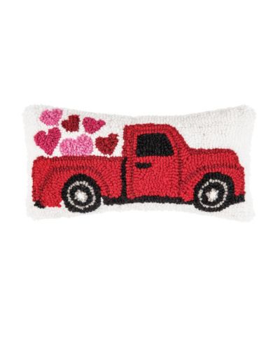 Декоративная подушка C&F Home Hearts Truck Mini Hooked Valentine's Day Accent, 6" x 12"