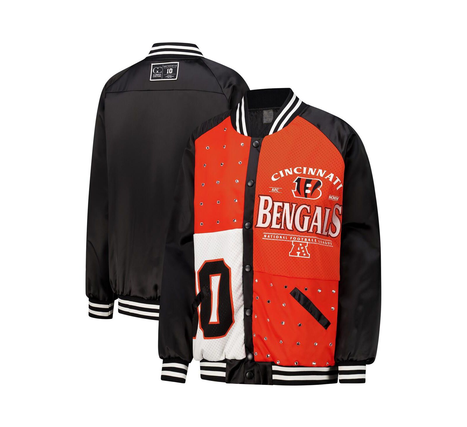 Куртка-бомбер Gameday Couture Women's Black/Orange Cincinnati Bengals Oversized Hot Shot с пайетками