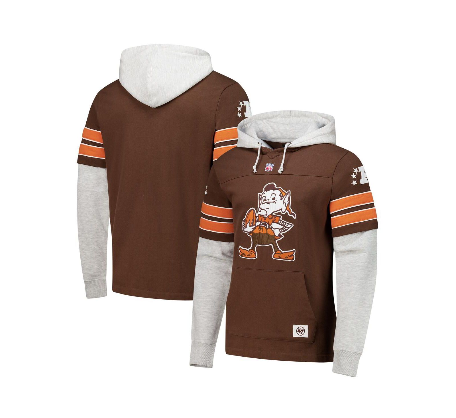 '47 Brand Мужской худи Cleveland Browns Throwback Double Header Blitz Cornerback Brown
