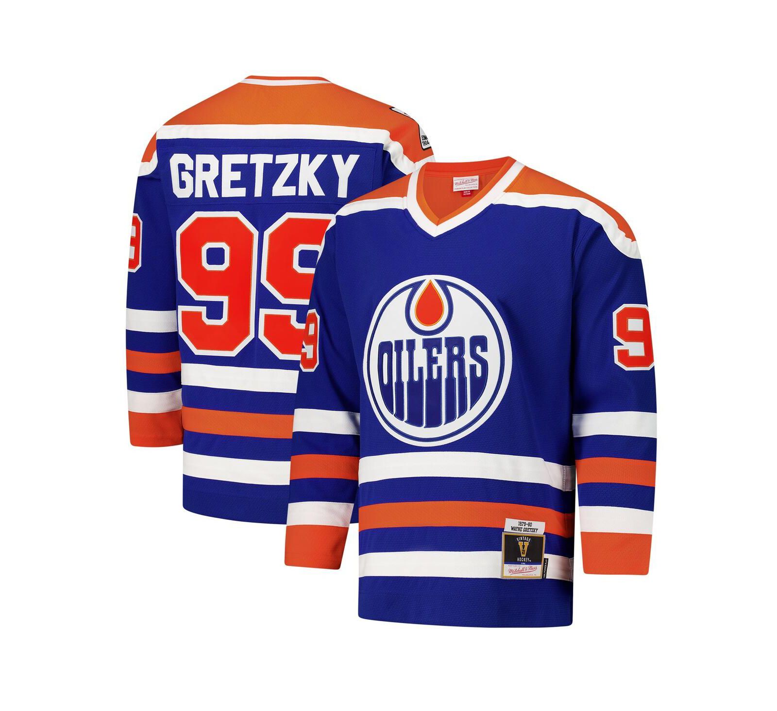 Мужская джерси Mitchell & Ness Wayne Gretzky Royal Edmonton Oilers 1979-80 Power Play