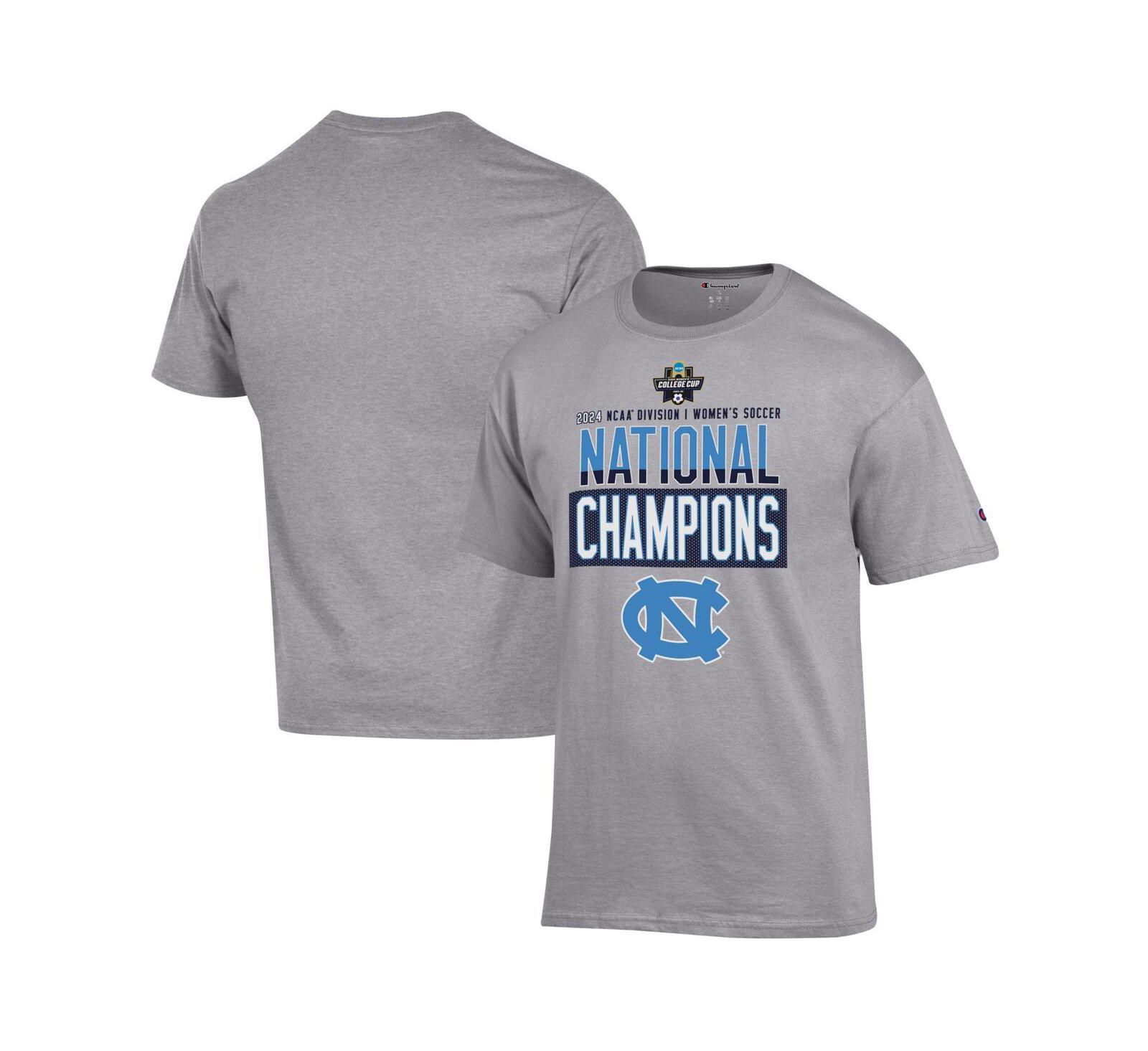 Champion Мужская серая футболка, North Carolina Tar Heels 2024 NCAA Women's Soccer National Champions