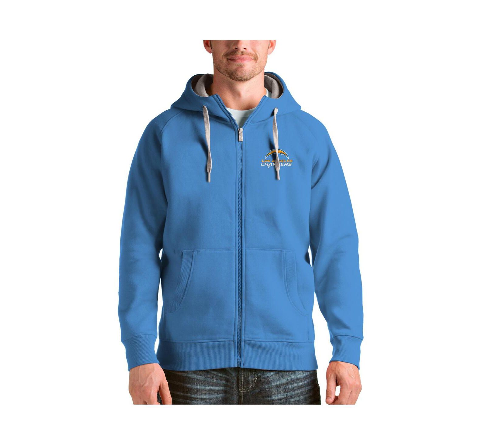 Мужское худи Antigua Los Angeles Chargers Victory Full-Zip Powder Blue