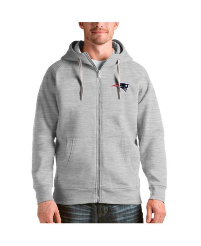 Мужская толстовка Antigua Heather Gray New England Patriots Victory Full-Zip