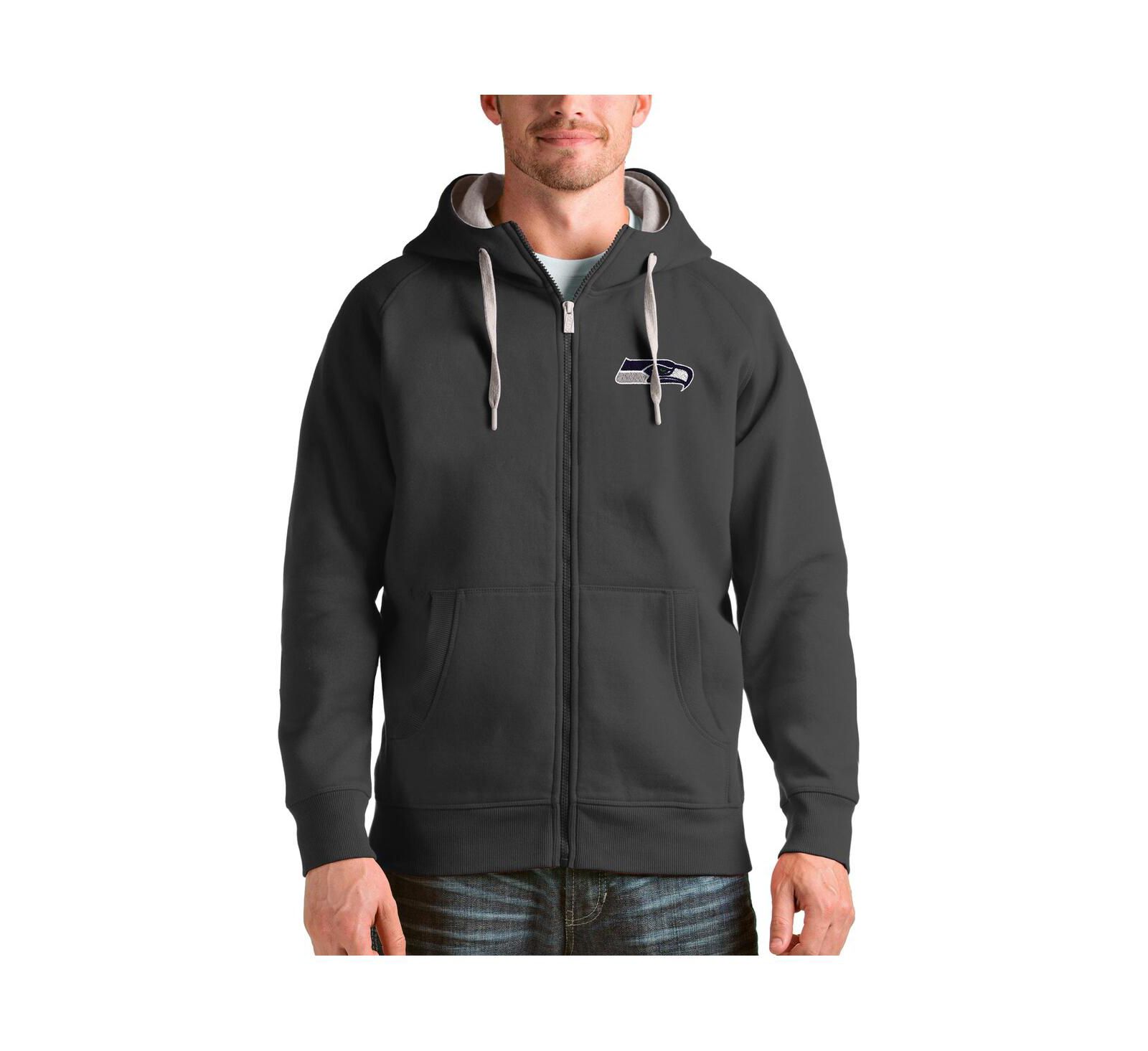 Мужское худи Antigua Seattle Seahawks Victory Full-Zip Charcoal