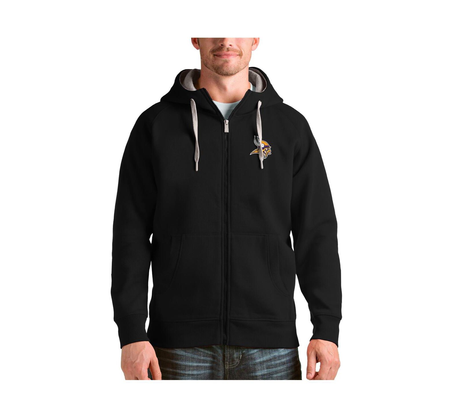 Мужское худи Antigua Black Minnesota Vikings Victory Full-Zip